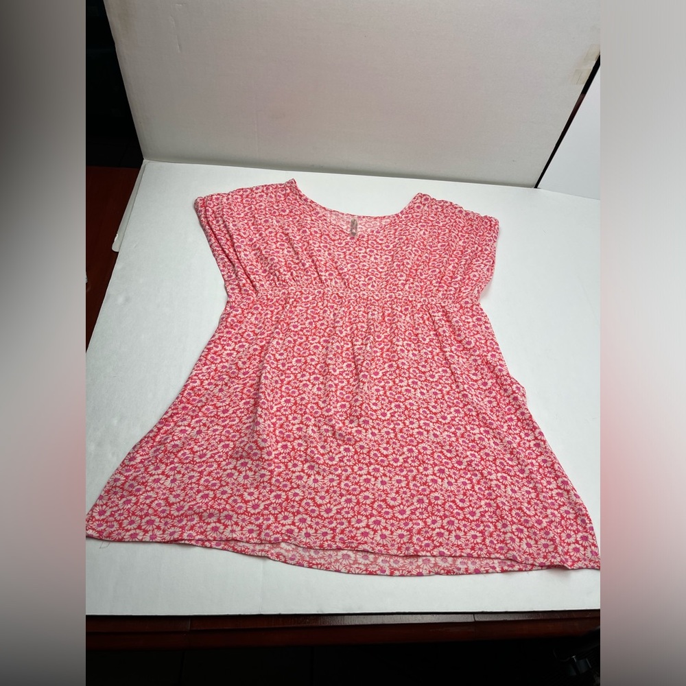 Raisins Juniors Jali‎ Caftan Swim Cover Pink Coral SZ XL Coastal Summer NWOT